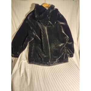 Gallery Women's Black Faux Fur Coat Zip Medium